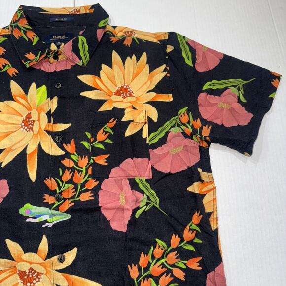 Roark Shirt Mens Size M Short Sleeve Button Classic Fit Floral Summer Black - Picture 4 of 13